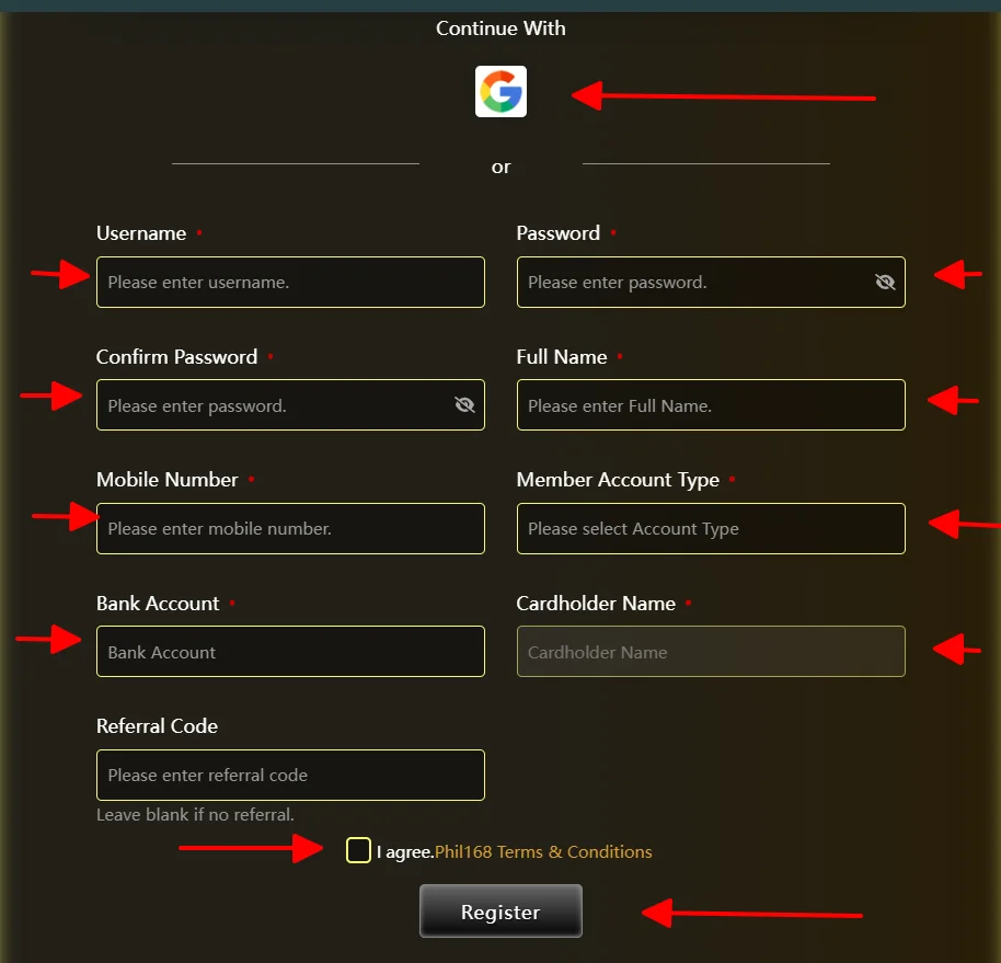 Fill your information and click Register